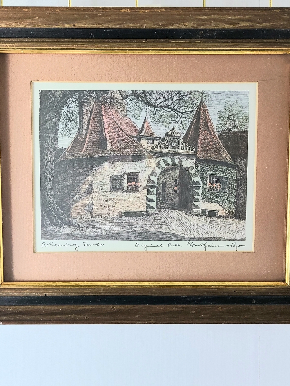 Ernst Geissendorfer "Rothenburg Tauter Etching Signed Original Vintage Art Print